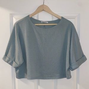 Caution to the wind teal crop top